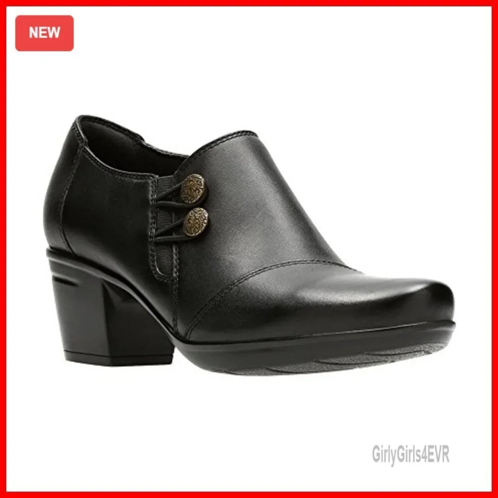 Leather Ankle Boots with Ortholite Footbed, Chunky Block Heel